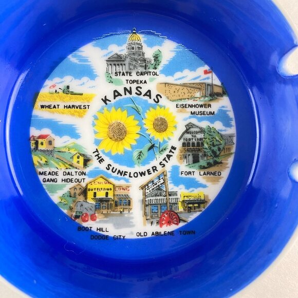 Vintage Souvenir Ashtray Kansas The Sunflower State - Picture 2 of 10
